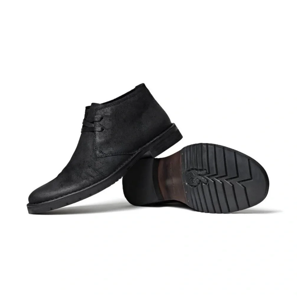 John Varvatos Portland Black Antiqued Leather Chukka Boot Mens Size 9.5